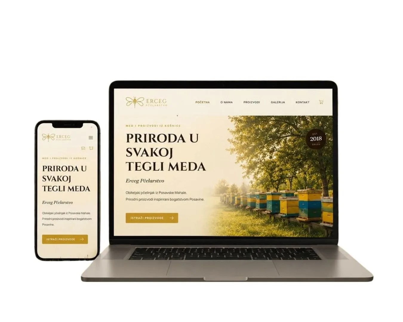Erceg pčelarstvo — Web-stranica prilagođena proizvodima i priči brenda